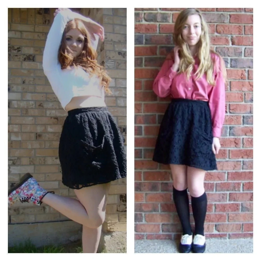 Kimchi Blue | Black Lined Lace Pocket Skirt | 2 - Picture 1 of 14
